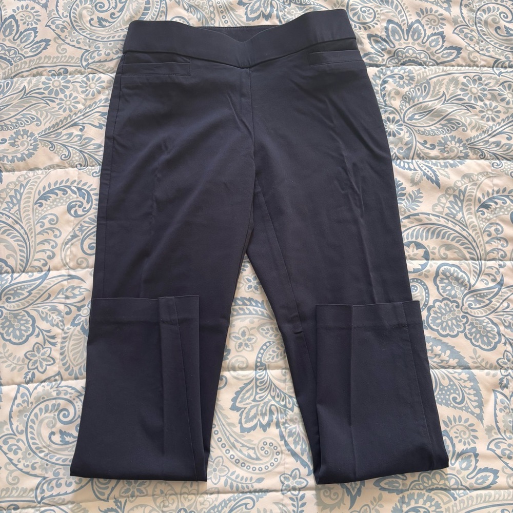 JM Collection Navy Pull On Slim Leg Pants Size PP